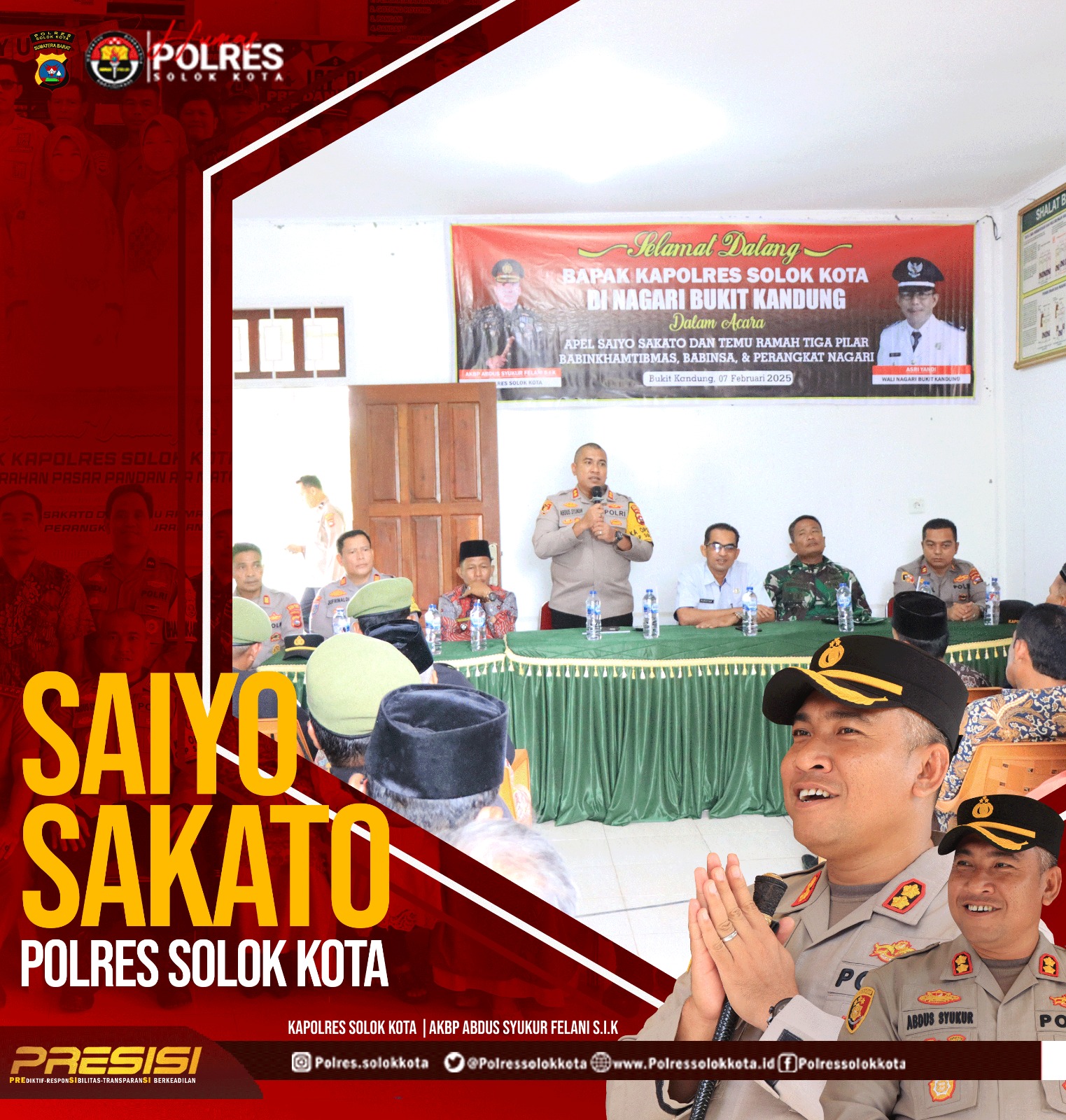 Kapolres Solok Kota Pimpin Apel Saiyo Sakato di Kenagarian Bukit Kanduang